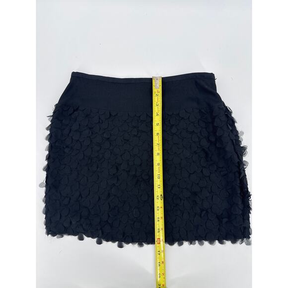 Catherine Malandrino 15.5 inch Black 100% Silk Petal Overlay Skirt Size 8 EUC - Picture 6 of 8